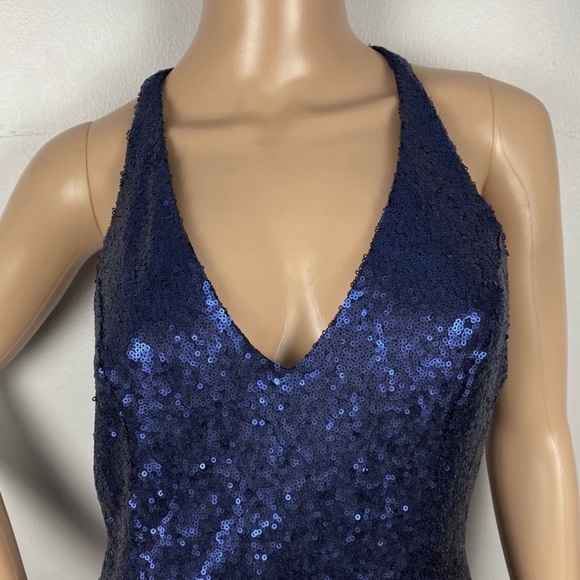NEW JAY X JAYGODFREY BLUE SEQUIN V-NECK DRESS - Picture 3 of 7